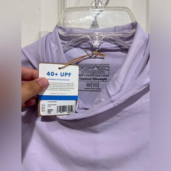 Patagonia Kids' Medium Capilene Silkweight Hoodie Foxglove Purple NWT UPF 40 - Picture 7 of 7